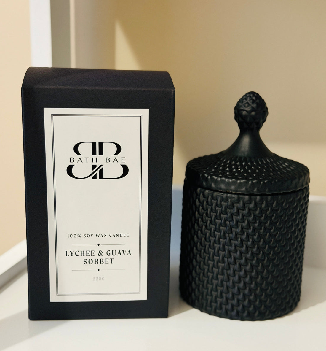 BATH BAE Lychee & Guava Sorbet Soy Wax Candle with gift box
